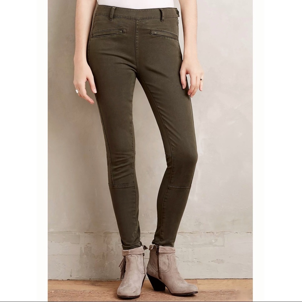 Anthropologie Pilcro Superscript Side-Zip Leggings khaki olive green 30